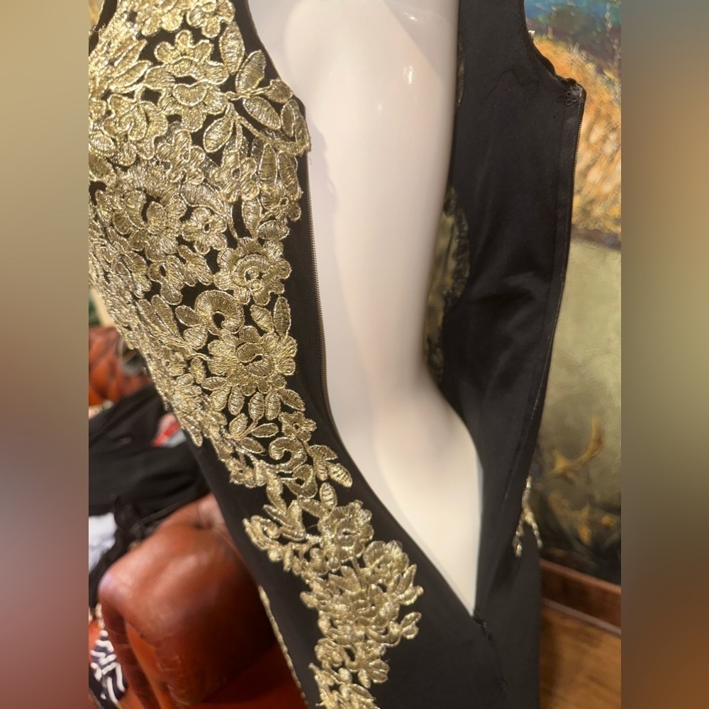 Besty & Adams Gold Embroidery Black Formal Gown Dress 0 - Picture 10 of 16